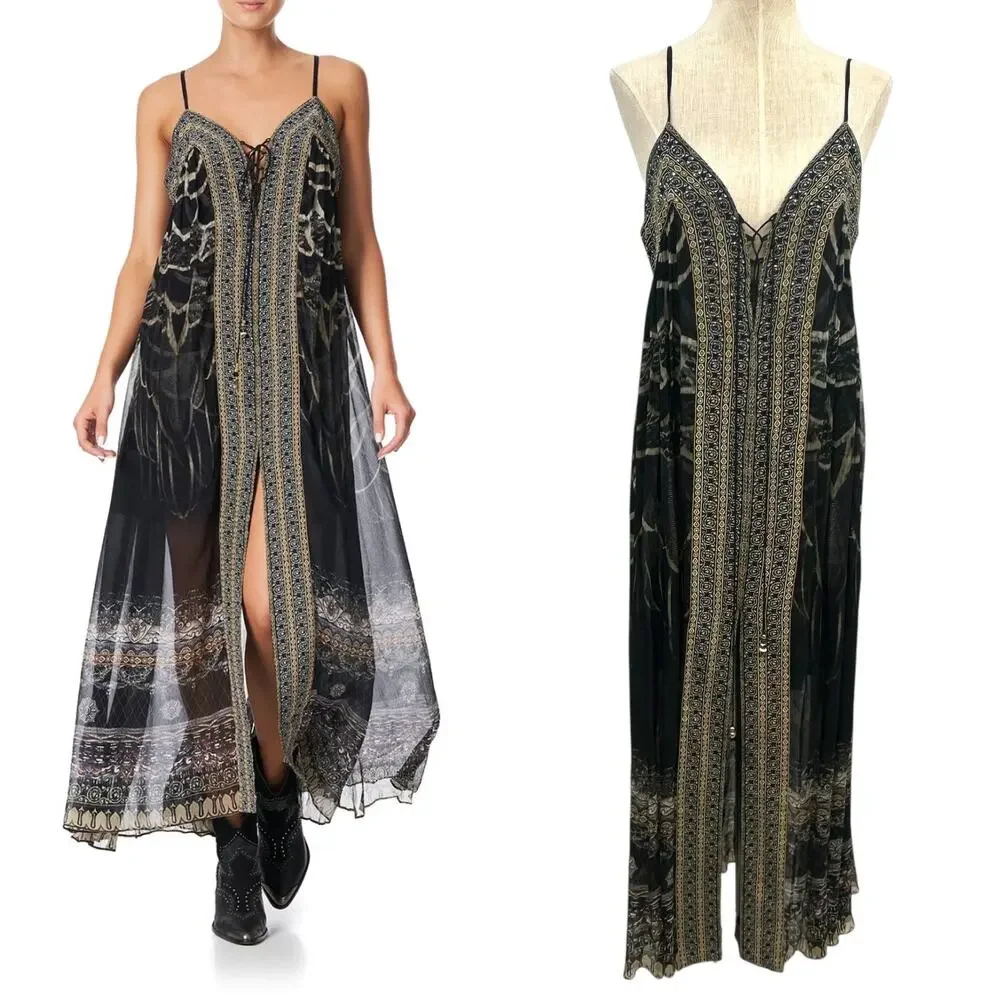camilla lace up dress Camilla | Dresses | Camilla Lace Up Front Dress Maxi Under A Full Moon  Print Black Size Small